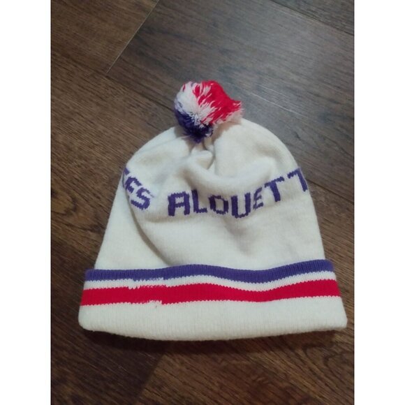 Vintage 80s Montreal Alouettes Beanie Hat Toque pom pom CFL - Picture 3 of 4